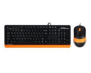 Комплект проводная клавиатура с мышью A4Tech Fstyler F1010, USB, черный+оранжевый цвет 1604054EDG фото