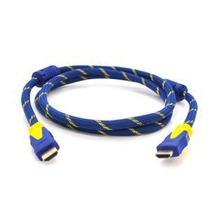 Кабель HDMI-HDMI 1.5m v1.4 OD-8.0mm 2 фільтри оплетення круглий Blue/Yellow конектор Blue/Yellow (Пакет) Q150 2000000069166YT фото