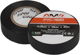 Ізолента AMS PVC-1920 матова 0.13x19; 20м чорна ПВХ (0+80 ℃) ціна за 1 шт 2000000243016YT фото