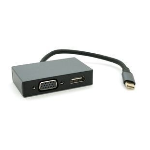 Хаб Type-C(тато) алюмінієвий HDMI(мама)+VGA(мама) 23см Silver 2000000270364YT фото