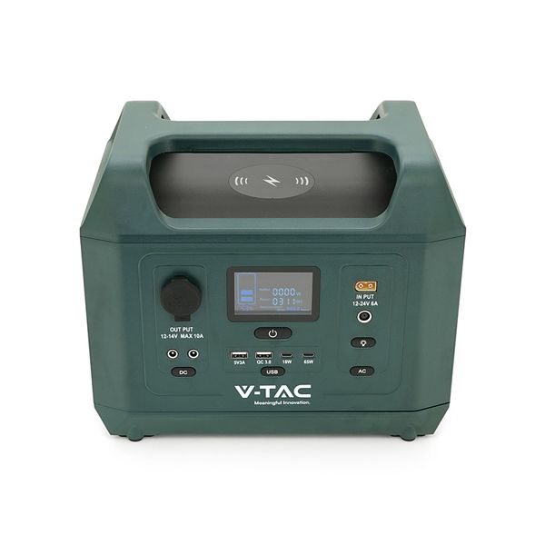 Портативная станция V-TAC Power VT-606N, LiFePO4(IRF32135 12.8V 45Ah/576Wh), PEAK 1000W, 18W 5V3.5A, PD18W, PD65W, 295*206*228.5 мм, 7.8 кг F15C183D8837 фото