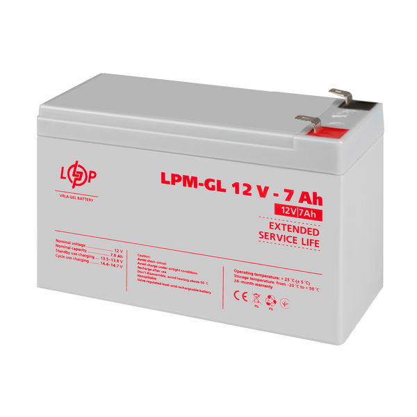 Акумулятор гелевий LPM-GL 12V - 7 Ah 6560LP фото