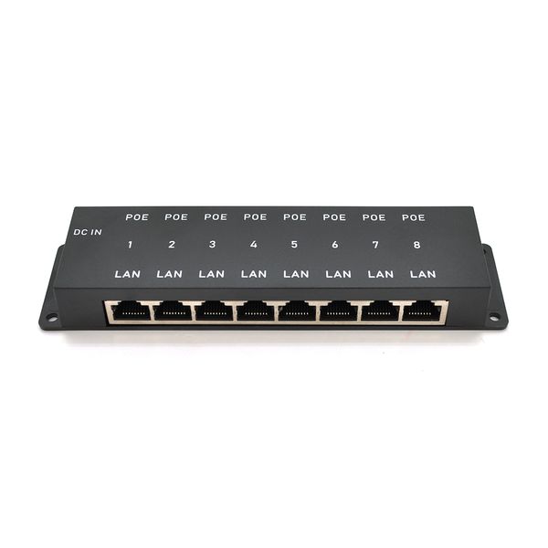 8-портовый POE-инжектор питания, с 8xRJ45 портами Ethernet 10/100Мбит/с, IEEE802.3af/at, 12-57V, PIN45+/78- 688F0662DAEB фото