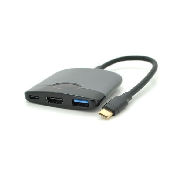 Хаб Type-C(папа) пластиковый, HDMI(мама)+USB3.0(мама)+PD(мама), 23cm, Black 2000000270340YT фото