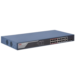16 портов управляемый POE коммутатор Hikvision DS-3E1318P-EI(B) , 16x (100Мбит/с)PoE + 2xBase-T(1000Мбит/с) +2xSFP(1000Мбит/с) 2000000399980YT фото