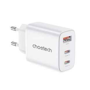 Мережевий зарядний пристрій Choetech PD3046, PD 30W GAN USB-A+2xUSB-C, White 43-00170TRIN фото