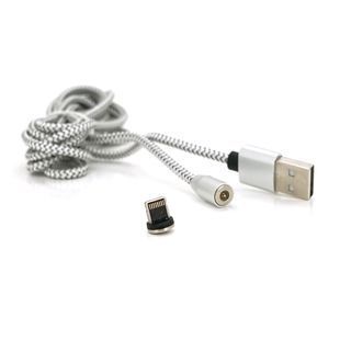 Магнітний кабель PiPo USB 2.0/Lighting 2m 2А тканинна оплетка броньований зйомник Silver BOX 2000000181691YT фото