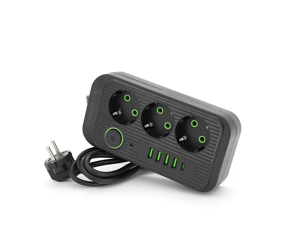 Мережевий фільтр-подовжувач QL-1091U 3 розетки 4-USB 1-Type-C чорний 900000000002IMP фото