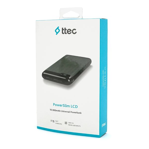 PowerbankTtec 10000mAh, Output: 2*USB + Type-C, 20W, Black, Q30 85AD70AF653C фото