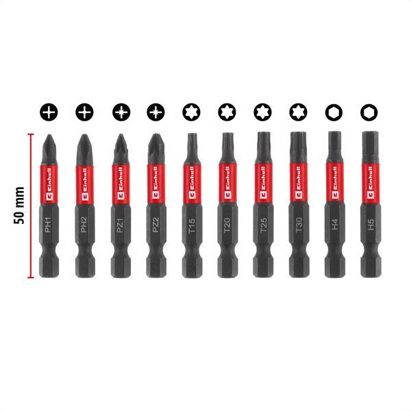 Набір ударних біт Einhell 50 мм, 10 шт та карабін 118633TVOE фото