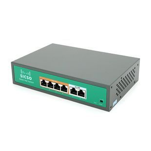 Коммутатор POE SICSO 48V с 4 портами POE 100Мбит + 2порт Ethernet(UP-Link) 100Мбит, c усил. сигн. до 250м, корпус-металл, Silver, БП встроенный, Q30 2000000116372YT фото