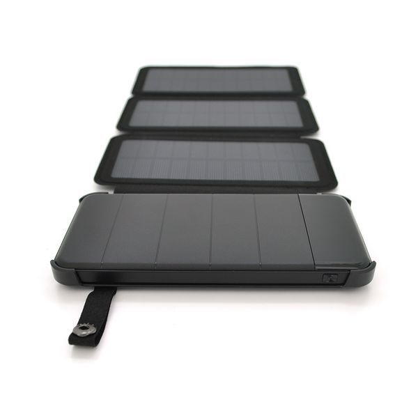 Power bank 12000 mAh Solar, Input:5V/1A(microUSB), Output:5V/2,1А(2хUSB), rubberized case, Black, BOX 2000000269313YT фото
