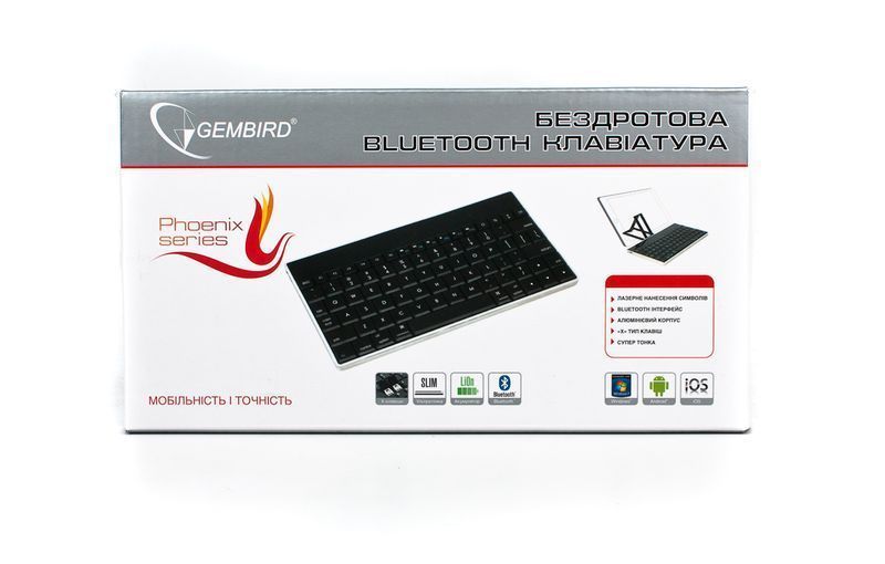 Клавиатура беспроводная Gembird KB-P3-BT-UA, Phoenix серия, тонкая, Bluetooth интерфейс, черный цвет, украинская раскладка 0200108EDG фото
