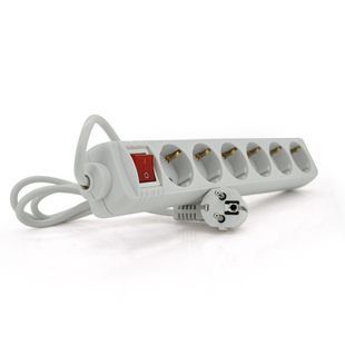 Сетевой удлинитель EUROPOWER EPW615, 220В, 3,5 КВт, 6 розеток, 1,5 м, сечение 3х0,75мм, белый, пакет Q50 2161118015060YT фото