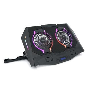 Подставка под ноутбук IceCoorel N10, 10-18", 2*125mm 1400&plusmn;10% RPM, корпус пластик+алюминий, 2xUSB 2.0 + LCD display, 461x298x52mm, RGB, Box Q8 2000000315027YT фото