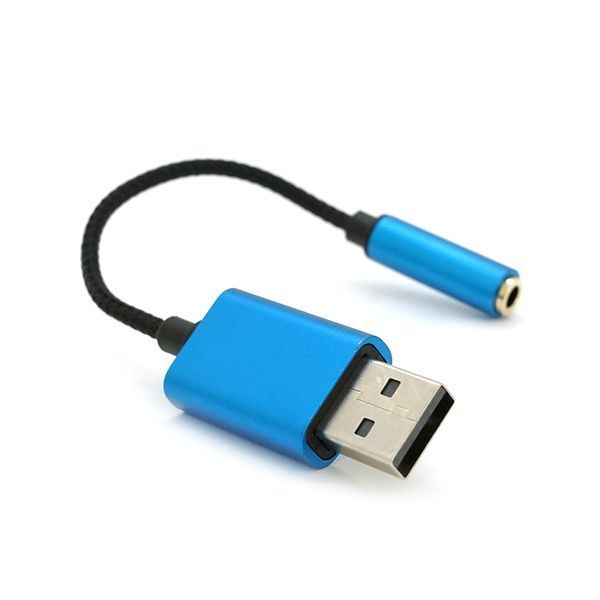 Перехідник для навушників KIN KY-210 USB2.0(M)-Jack3.5(F) Blue Box 2000000378572YT фото