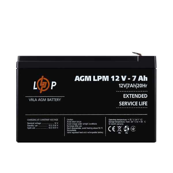 Аккумулятор AGM LPM 12V - 7 Ah 52D100C2755A фото