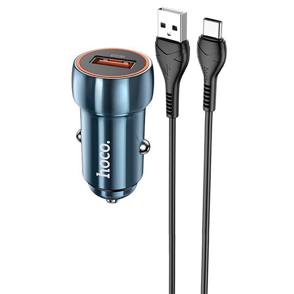 Набір АЗП HOCO Z46 з кабелем Type-C 1xUSB 18W 12-24V синій 2880000419679YT фото