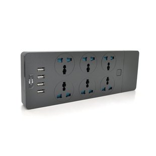 Мережевий фільтр ТВ-Т12, 6 розеток + 4 USB, 2 м, перетин 3х0, 75мм, 3000W, Black, Box 14CADE43D6D5 фото