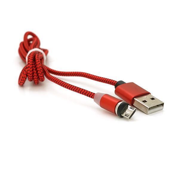 Магнитный кабель PiPo USB 2.0/Micro, 1m, 2А, тканевая оплетка, бронированный, съемник, Red, BOX 2000000181646YT фото