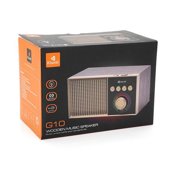 Колонка Kisonli G10 Bluetooth 5.0 1х5W 1200mAh USB/TF/BT/FM/AUX DC: 5V/1A Brown BOX Q50 2000000312910YT фото