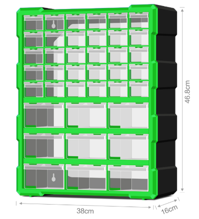 Ящик для зберігання деталей Voltronic 39 ячейок 46,8*38*16 см ячейки 15,3*5,4*3,6 см і 15,3*11,2*6 см 2000000403687YT фото