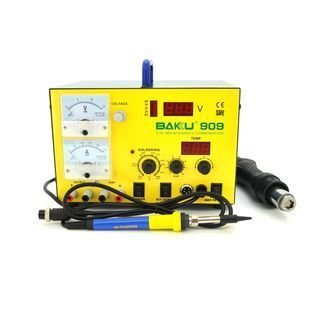Паяльная станция BAKKU BK-909 цифровая индикация, паяльник + фен, с встроен. БП 0-15В 1А (320*298*238) 4,8 кг 2000000112596YT фото