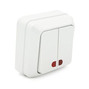 Выключатель двойной наружного монтажа O0023, White, Q20 2000000085043YT фото