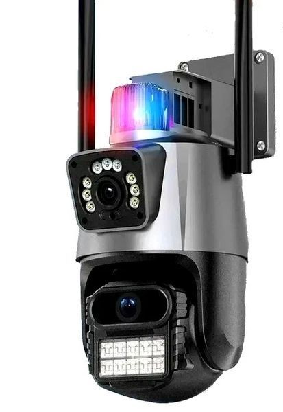 Поворотна вулична Wi-Fi камера відеоспостереження V380-V21 8MP з сиреною і нічним баченням 360&deg; огляд eve1061 фото