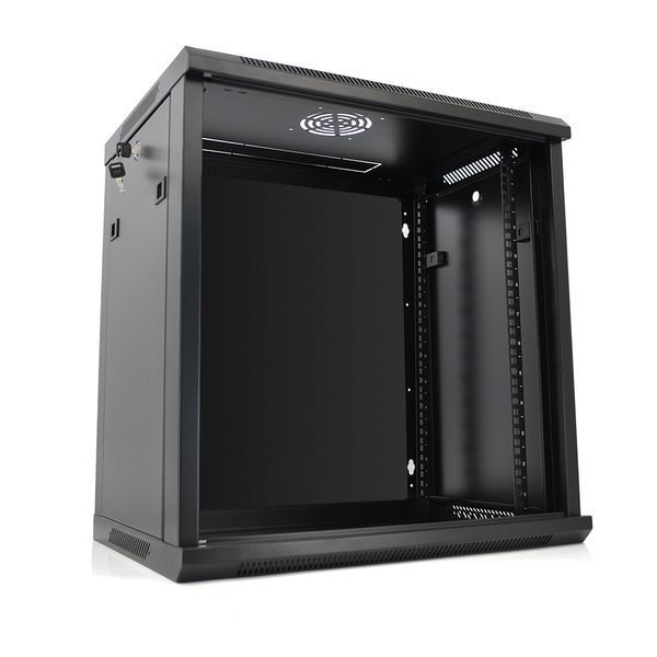 Шафа Merlion 12U 600*450*634 (Ш*Г*В) мм загартоване скло чорний сталь 1,2мм з замком (в розібраному вигляді) 2000000235295YT фото