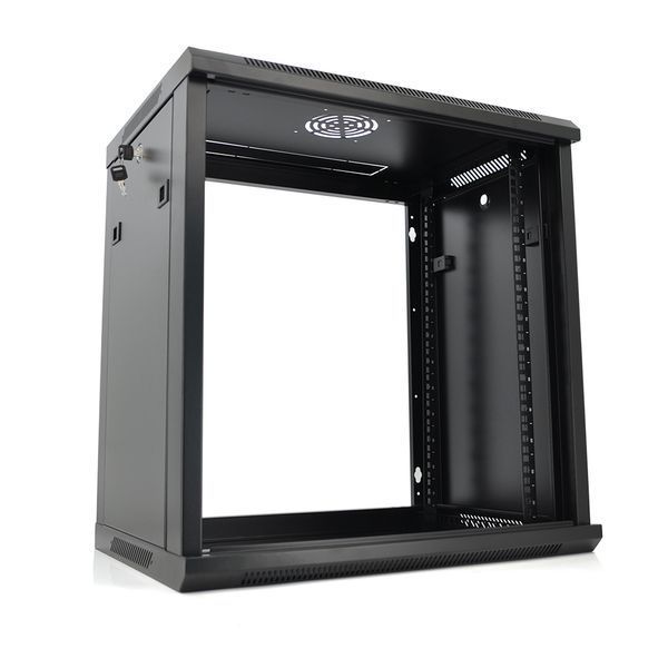 Шафа Merlion 12U 600*450*634 (Ш*Г*В) мм загартоване скло чорний сталь 1,2мм з замком (в розібраному вигляді) 2000000235295YT фото