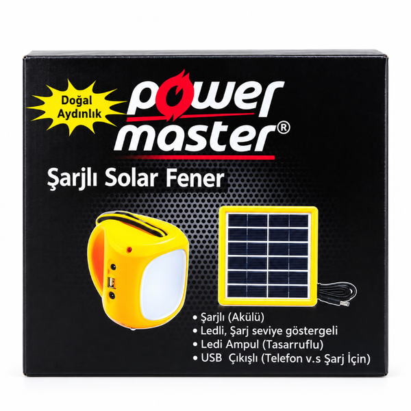 Акумуляторний LED-ліхтар Power Master з сонячною панеллю та USB eve2020 фото