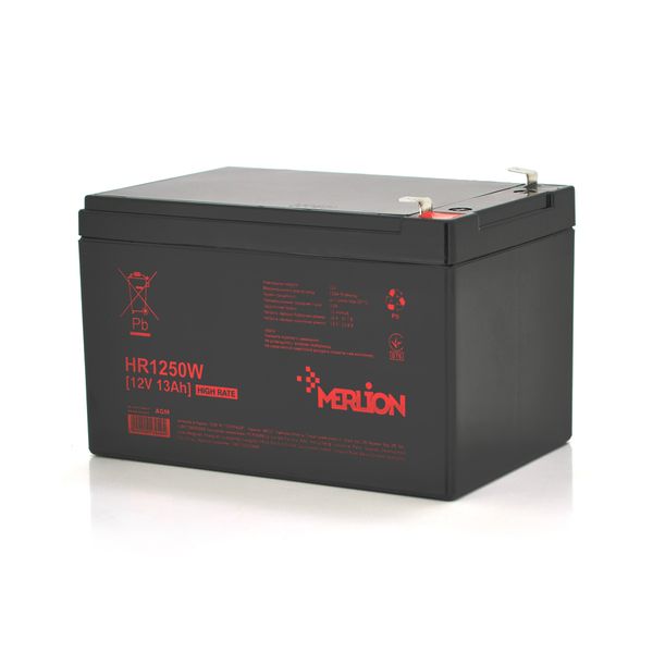 Акумуляторна батарея MERLION HR1250W, 12V 13Ah Black ( 152 х 99 х 95 (100) ), Q6 01F67B75029F фото