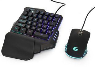 Комплект игровой GGS-IVAR-TWIN, 2-в-1, одноручная клавиатура + мышь, подсветка, черный цвет 1605407EDG фото