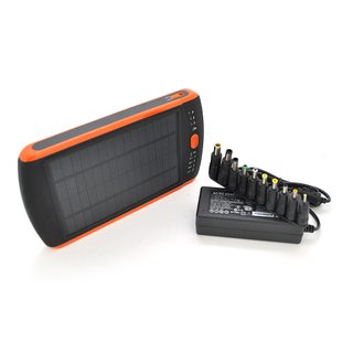 Power bank 23000 mAh Solar, Flashlight, Input: 15-20V/2A, Output: 5V/2,1A (USB), Для ноутбука, rubberized case, Black, BOX B41368DBDCD4 фото