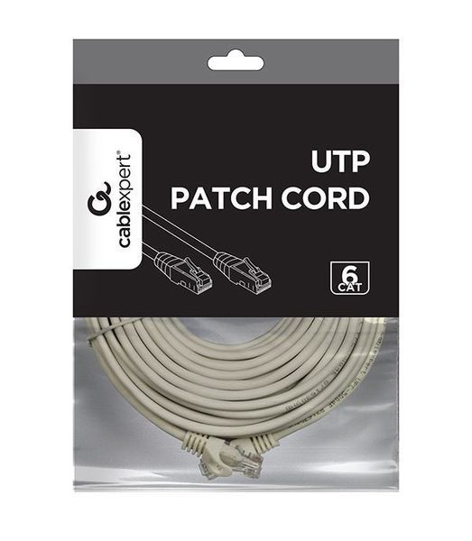 Патч корд Cablexpert PP6U-20M, UTP, категорія 6, литий, 50u" штекер із фіксатором, 20 м, сірий 1603731EDG фото
