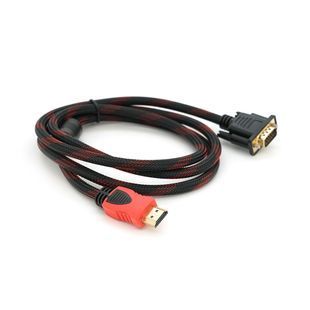 Кабель HDMI (тато)-VGA (тато) 1,5м 1 ферит обплетення круглий Black/RED Пакет (працює тільки з конвертором) Q150 2000000027432YT фото