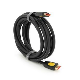 Кабель Merlion HDMI-HDMI V-Link High Speed 3.0m 4K круглий чорний конектор Black/Yellow 2880000432265YT фото