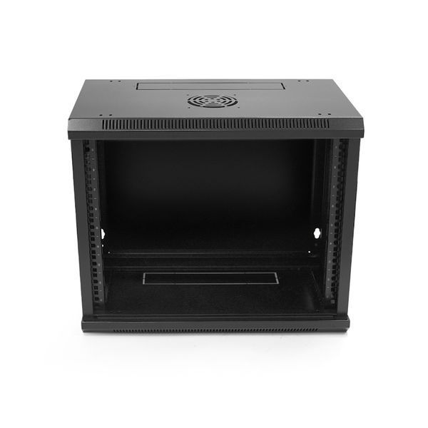 Шафа Merlion 9U 600*350*500 (Ш*Г*В) мм гартоване скло чорний сталь 1,2мм з замком (в розібраному вигляді!!!) Black 2000000365282YT фото