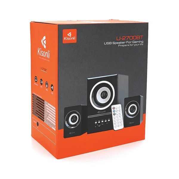 Колонки Kisonli U-2700BT 5W+2x3W USB/TF/BT/FM/AUX з сабвуфером DC: 5V Black BOX Q16 2000000313221YT фото