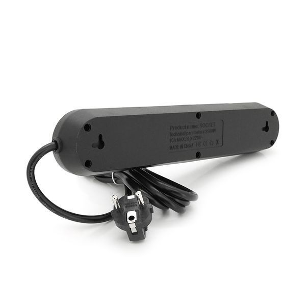Сетевой фильтр F01U, 2 розетки EU + 2 розетки Universal + 3 USB, 1.5 м, сечение 3х0,75мм, 2500W, Black, Box 2000000115771YT фото