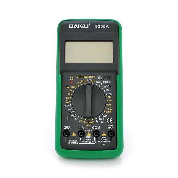 Мультиметр BAKKU BK-9205A Вимірювання V DC V AC A DC A AC &Omega; C hFE діод транзистор 2000000112473YT фото