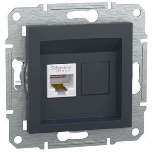 Розетка комп'ютерна RJ45 UTP Кат. 5е антрацит Schneider Electric Asfora 70x35x70 мм вага 0.06 кг 99-00015442VIAT фото