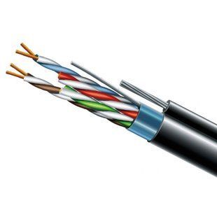 Кабель витая пара ЗЗЦМ (FTP медь уличный с тросом) Cat. 5e F/UTP PE 4х2х24 AWG + S. M. трос (к)(72113) бухта 500м. 99-00006843VIAT фото
