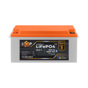 Аккумулятор LP LiFePO4 25,6V - 100 Ah (2560Wh) (BMS 100A/50А) пластик Smart BT 29501LP фото