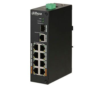 Комутатор POE DH-PFS3110-8ET-96 48V з 8 портами POE 100Мбіт + 1 порт UP-Link 1000Мбіт + 1 порт SFP, корпус - метал, Black 7DC1E438D41F фото