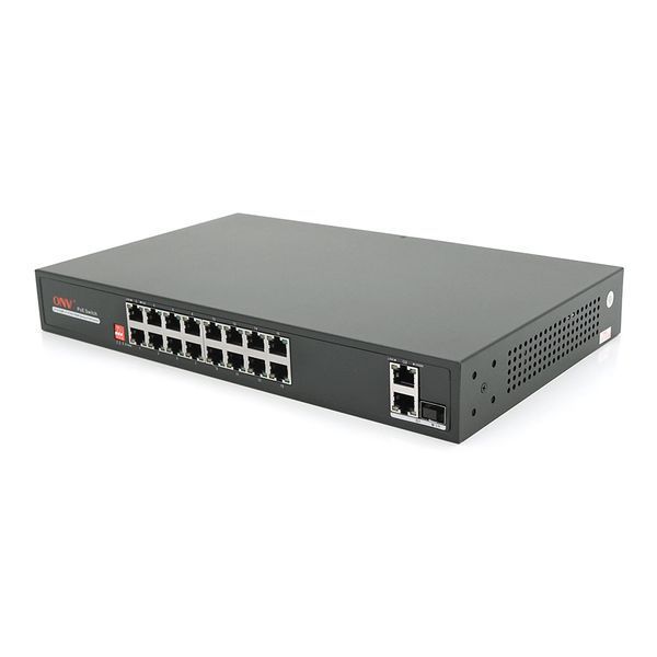 16ти портовый PoE коммутатор с автоперезапуском ONV-H1016PLD 16хРоЕ 100Мбіт + 2хUplink 1000Мбіт + 1хSFP 1000Мбіт,до 250м, IEEE802.3af/at, общая 200Вт 2000000337432YT фото