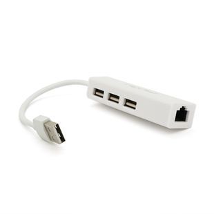 Контролер USB 2.0 to Ethernet VEGGIEG - Мережевий адаптер 100/1000Mbps з проводом RTL-8152B+FE2.2S + 3 порти USB2.0 White Metal Blister-Box 2230720150220YT фото