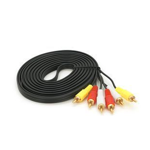 Кабель Audio-Video 3хRCA (папа) => 3хRCA (папа) GOLD connector CU круглий Black 5,0 м (Пакет) Q200 2000000003078YT фото