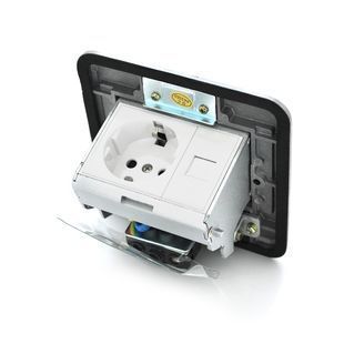 Розетка универсальная + 1 Shuko + 1RJ-45 выдвижная с заземлением J02L, Input: AC 100-250V 13A, Silver 2000000218908YT фото
